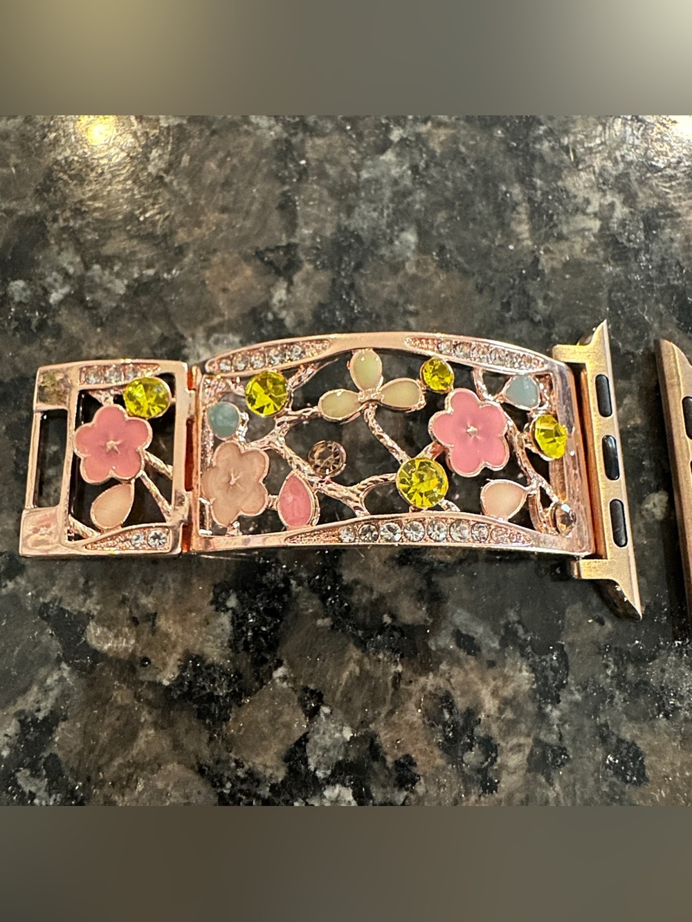 Rose Gold Floral Crystal Apple Watch Band 42/44/45/46/49mm series 11/10/9/8/7 - Picture 7 of 10